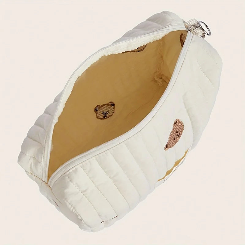 Portable Baby Carriage Bag With Cute Bear Embroidery And Diaper Storage For Moms - ToylandEU