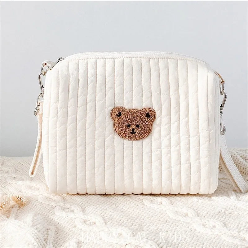 Portable Baby Carriage Bag With Cute Bear Embroidery And Diaper Storage For Moms - ToylandEU