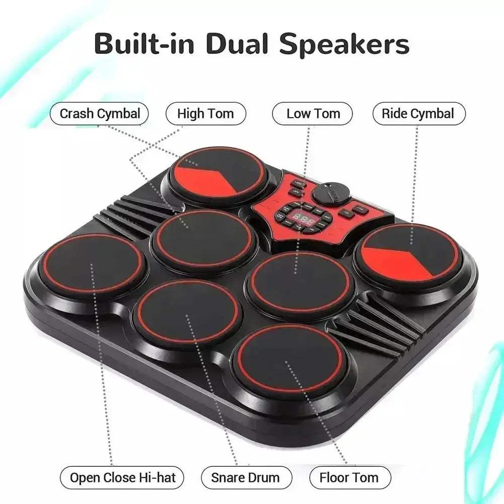 Portable Desktop Electronic Drum Pad With Headphones For Beginners - ToylandEU