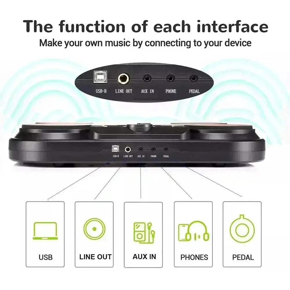Portable Desktop Electronic Drum Pad With Headphones For Beginners - ToylandEU