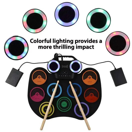  Portable Electronic Drum Set Foldable 9 Pad Speaker -  ToylandEU™
