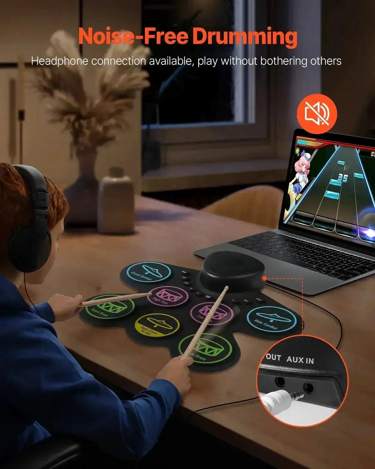  Portable Electronic Drum Set Rollup 7 9 Pads For Kids -  ToylandEU™