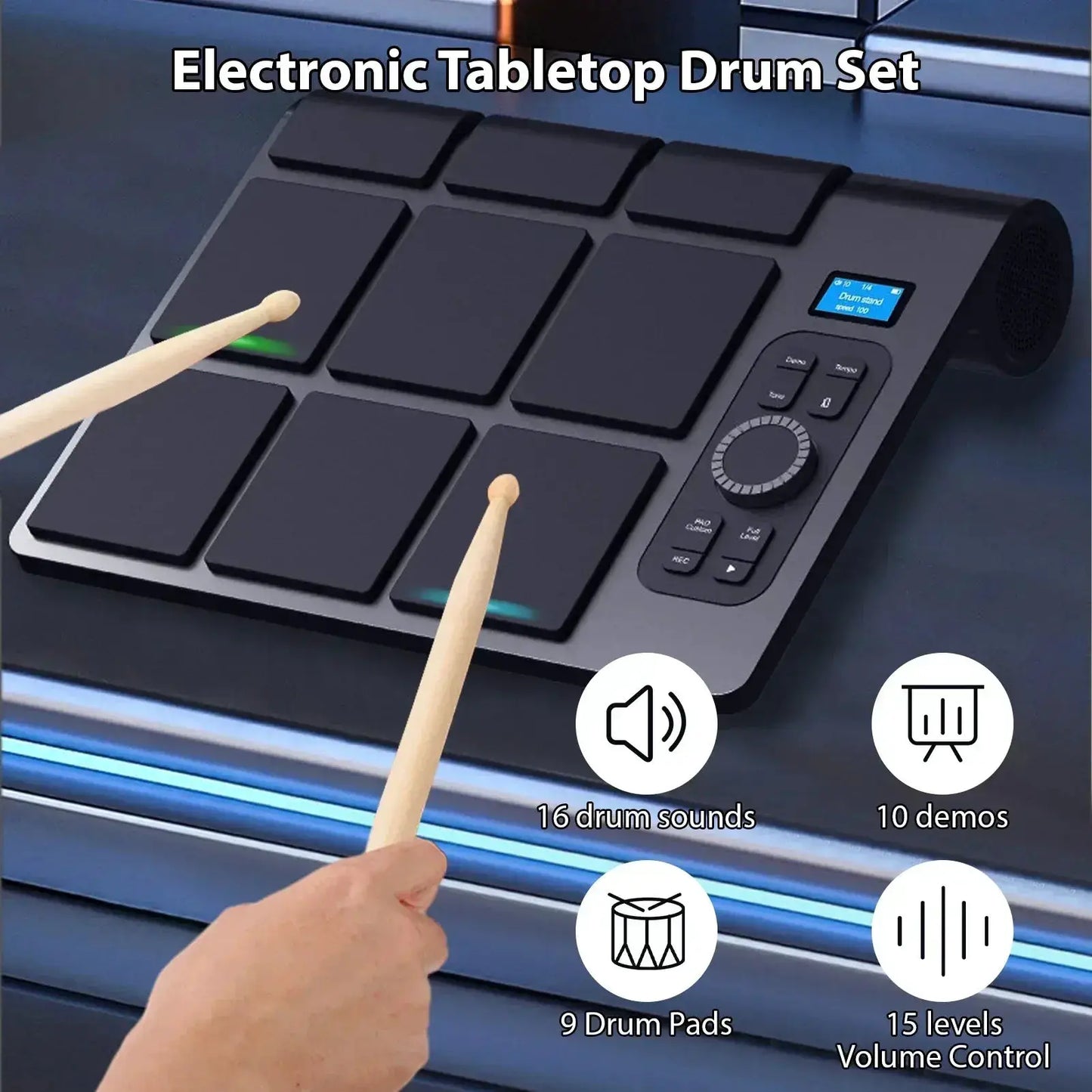 Portable Electronic Drum Set With 9 Pads And MIDI Controller - ToylandEU
