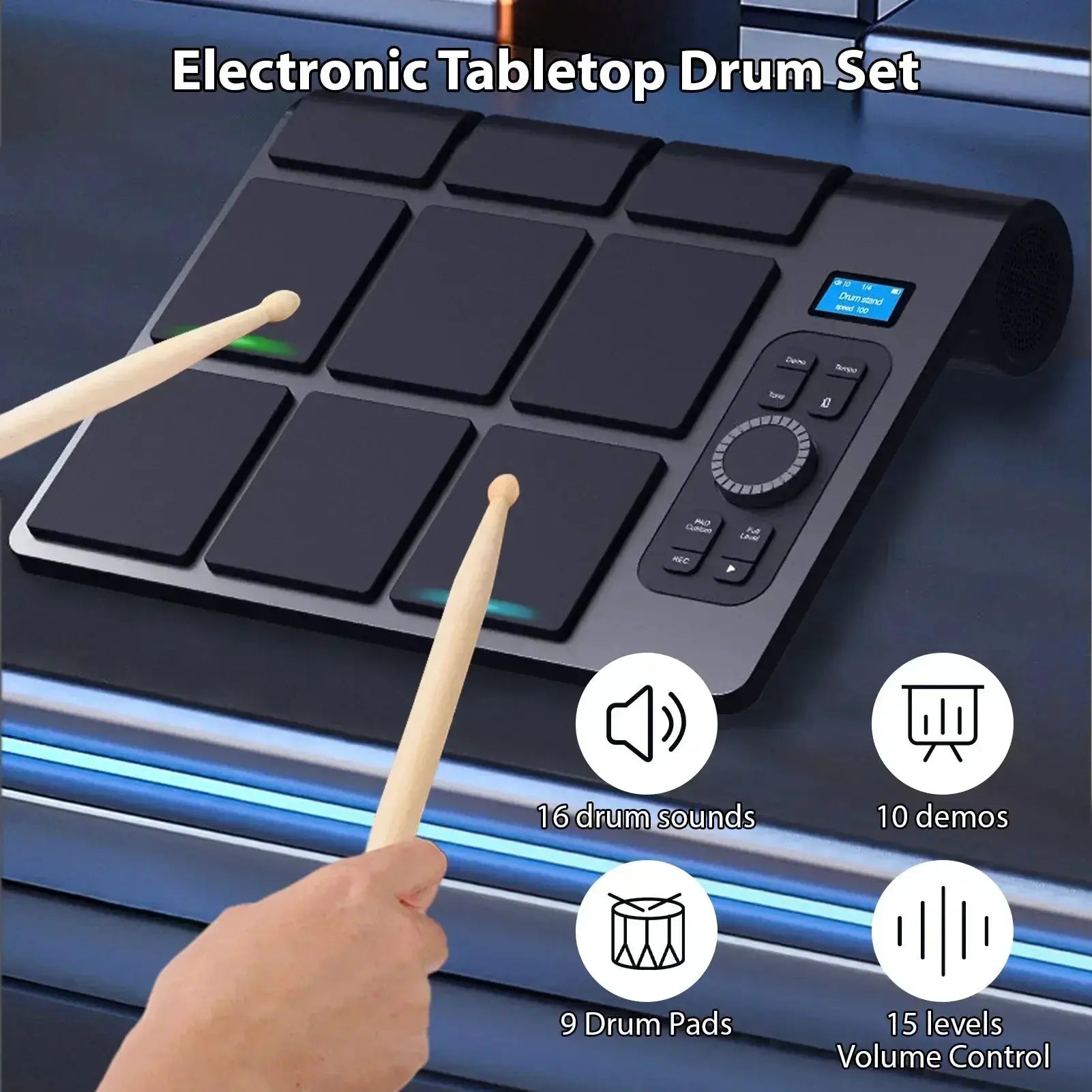 Portable Electronic Drum Set With 9 Pads And MIDI Controller - ToylandEU