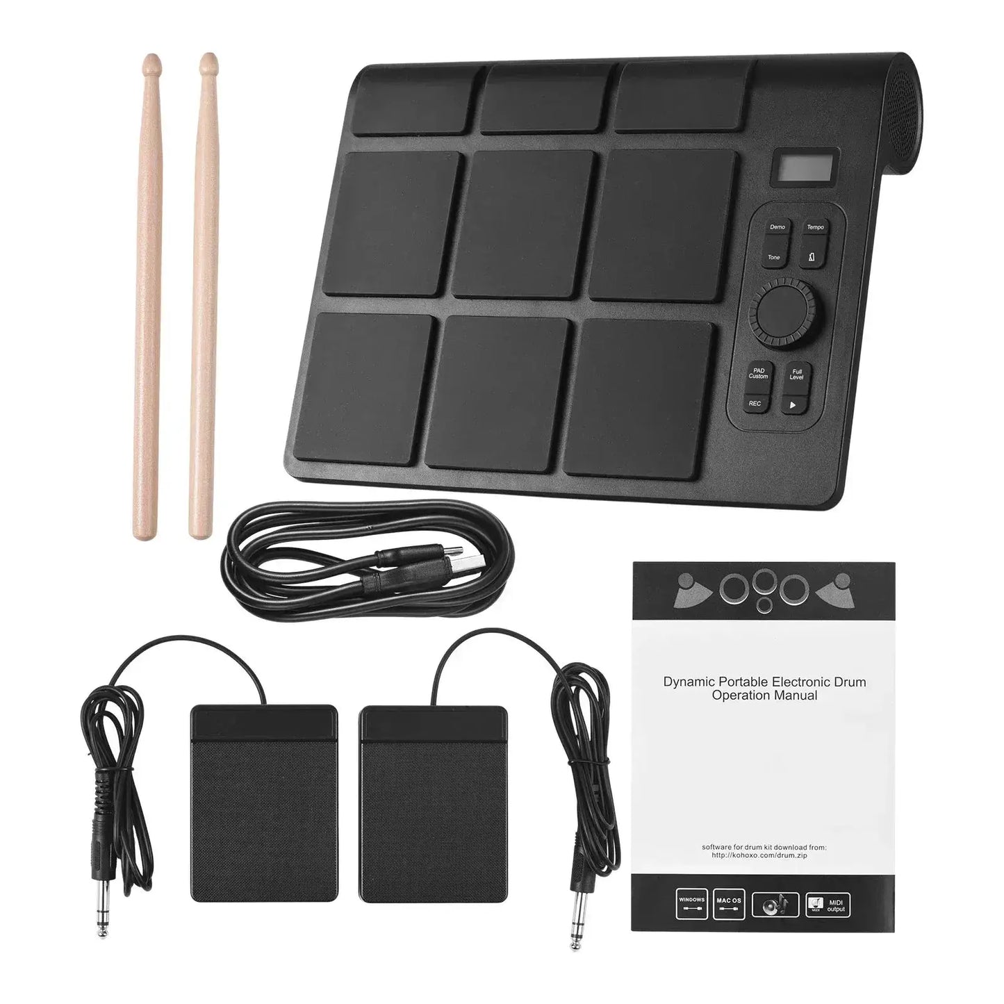 Portable Electronic Drum Set With 9 Pads And MIDI Controller - ToylandEU