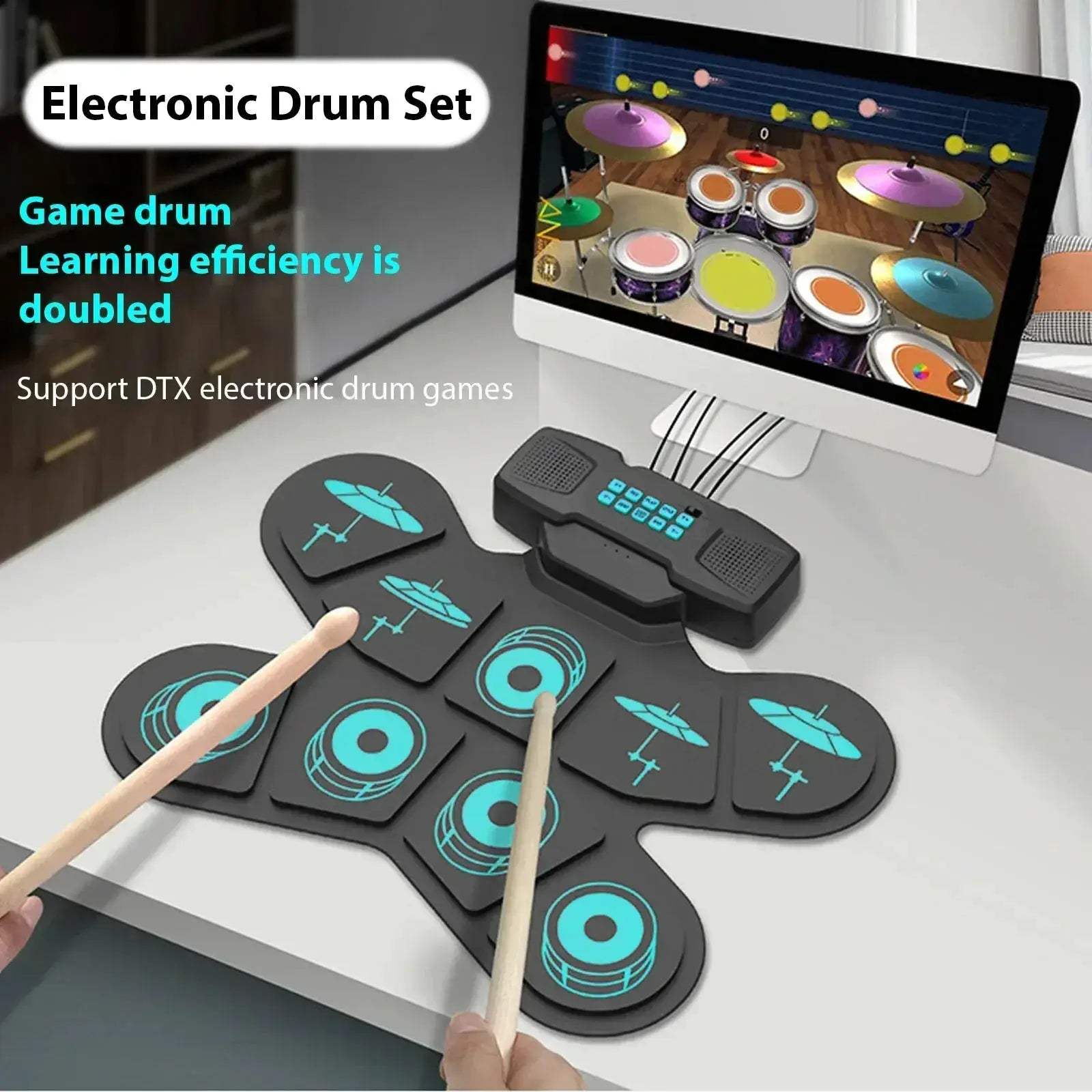 Portable Electronic Drum Set With 9 Pads And Rechargeable Power - ToylandEU