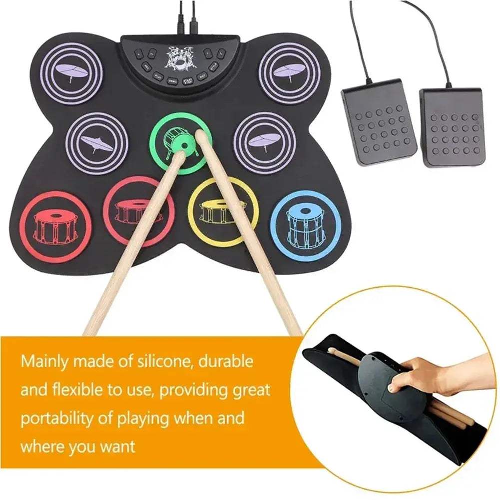 Portable Electronic Drum Set With 9 Pads Sticks And Pedal - ToylandEU