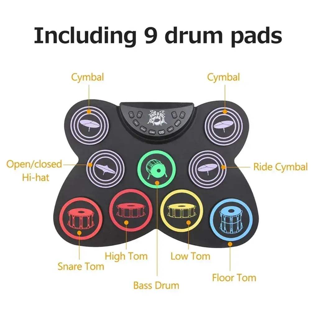 Portable Electronic Drum Set With 9 Pads Sticks And Pedal - ToylandEU