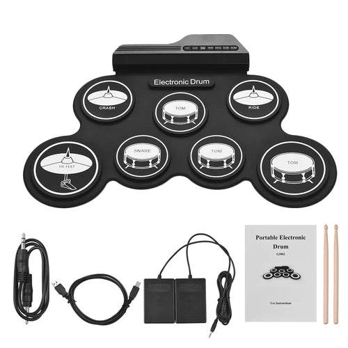 Portable Electronic Drum Set with USB & Foldable Silicone Pads - ToylandEU