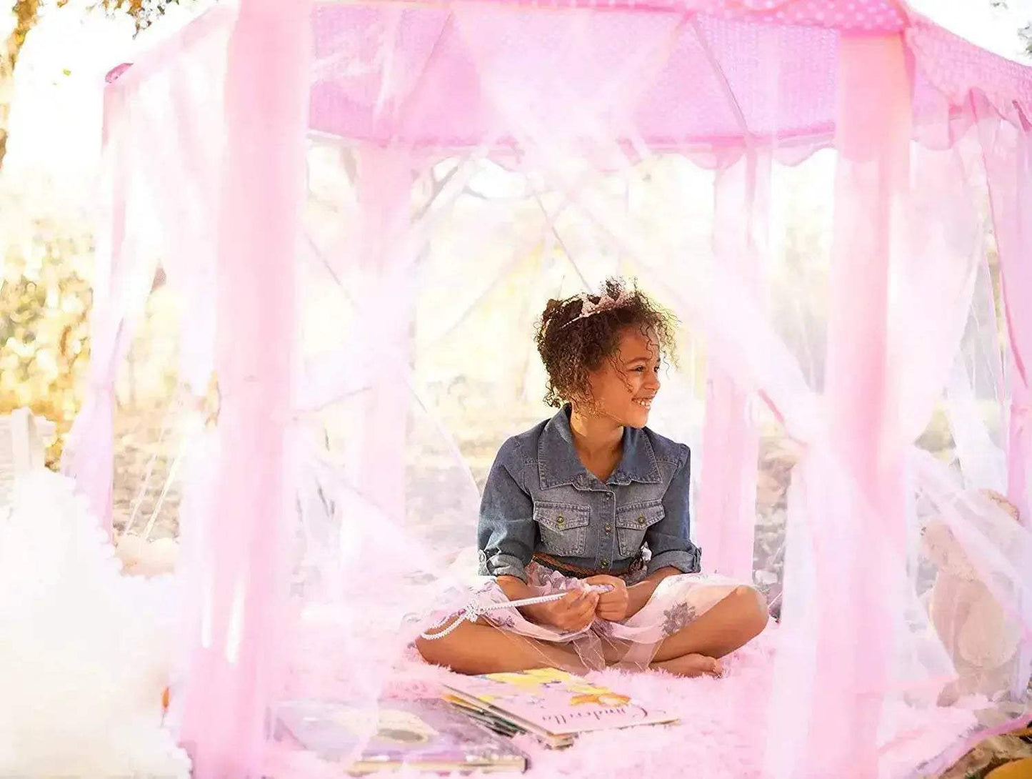 Portable Kids Toy Tipi Tent Princess Pink Girl Castle Play House - ToylandEU