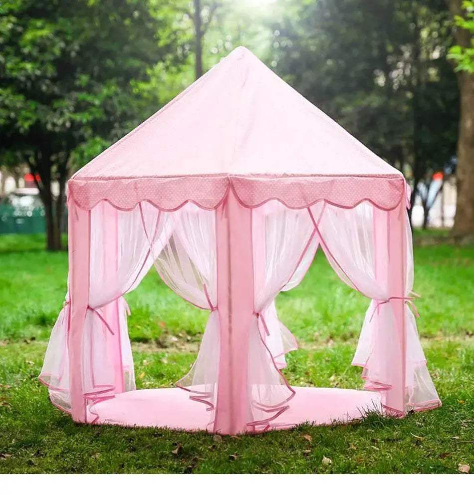 Portable Kids Toy Tipi Tent Princess Pink Girl Castle Play House - ToylandEU