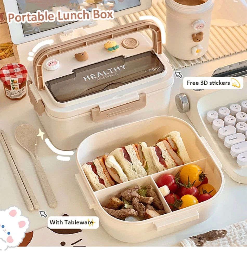 Portable Lunch Box Microwave Safe Cute Design