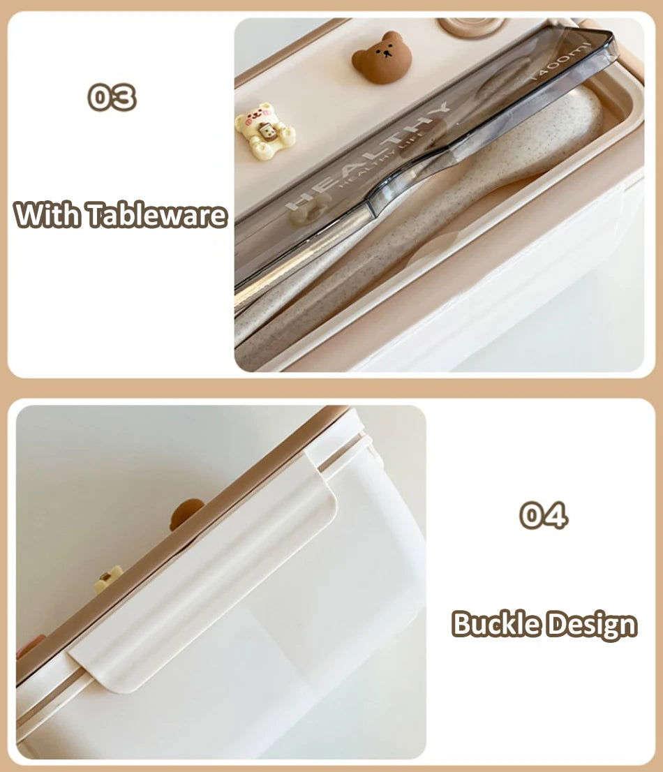 Portable Lunch Box Microwave Safe Cute Design