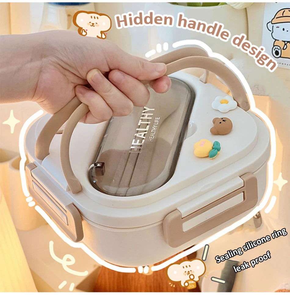 Portable Lunch Box Microwave Safe Cute Design