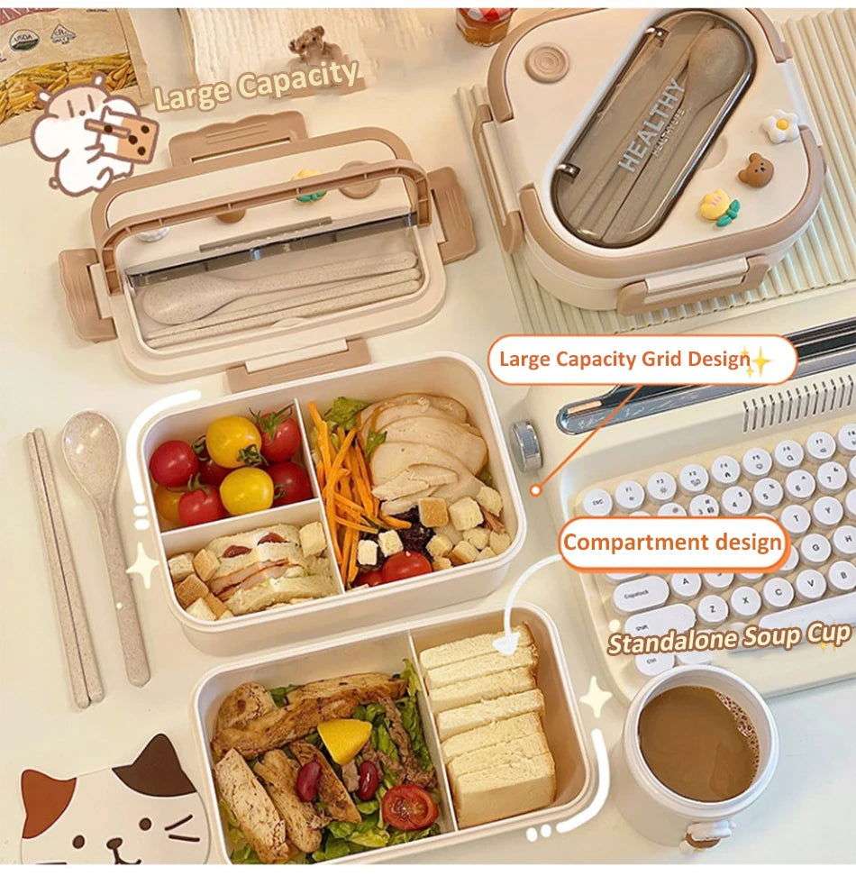 Portable Lunch Box Microwave Safe Cute Design