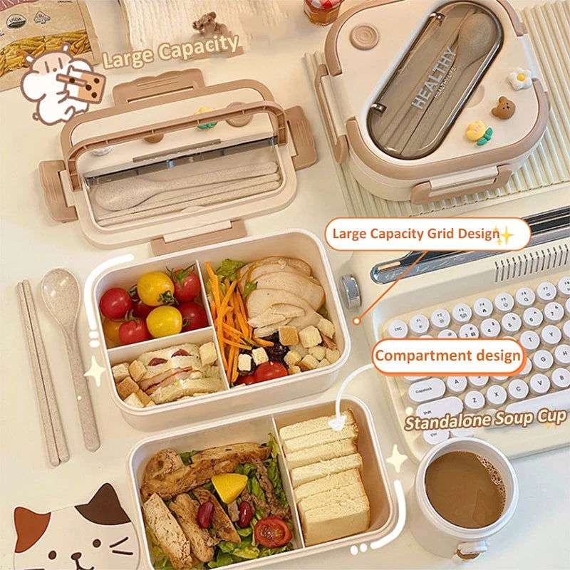 Portable Lunch Box Microwave Safe Cute Design