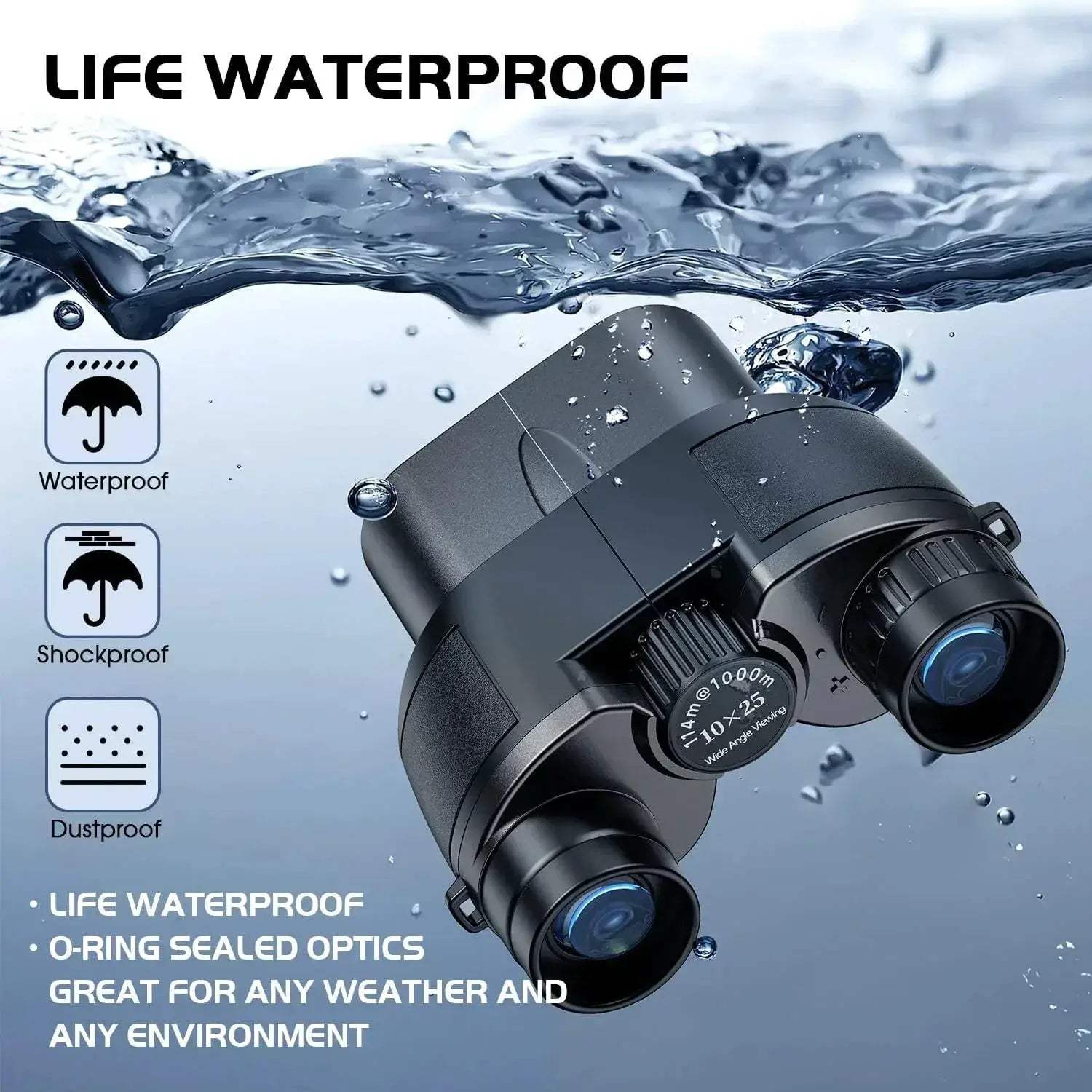 Portable Mini Binoculars 10x25 HD IPX4 Waterproof for Travel - ToylandEU