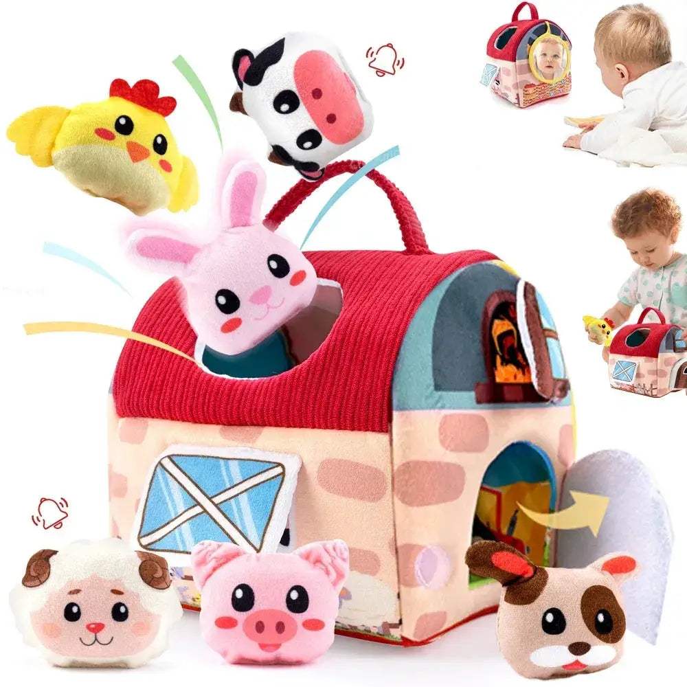 Portable Plush Farm Animals Set Montessori Baby Toy For Infants - ToylandEU