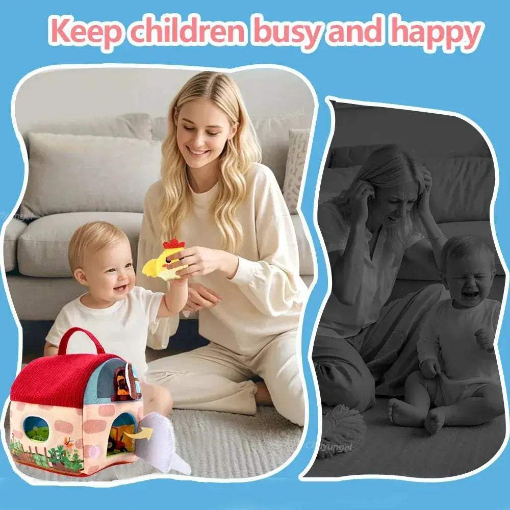 Portable Plush Farm Animals Set Montessori Baby Toy For Infants - ToylandEU