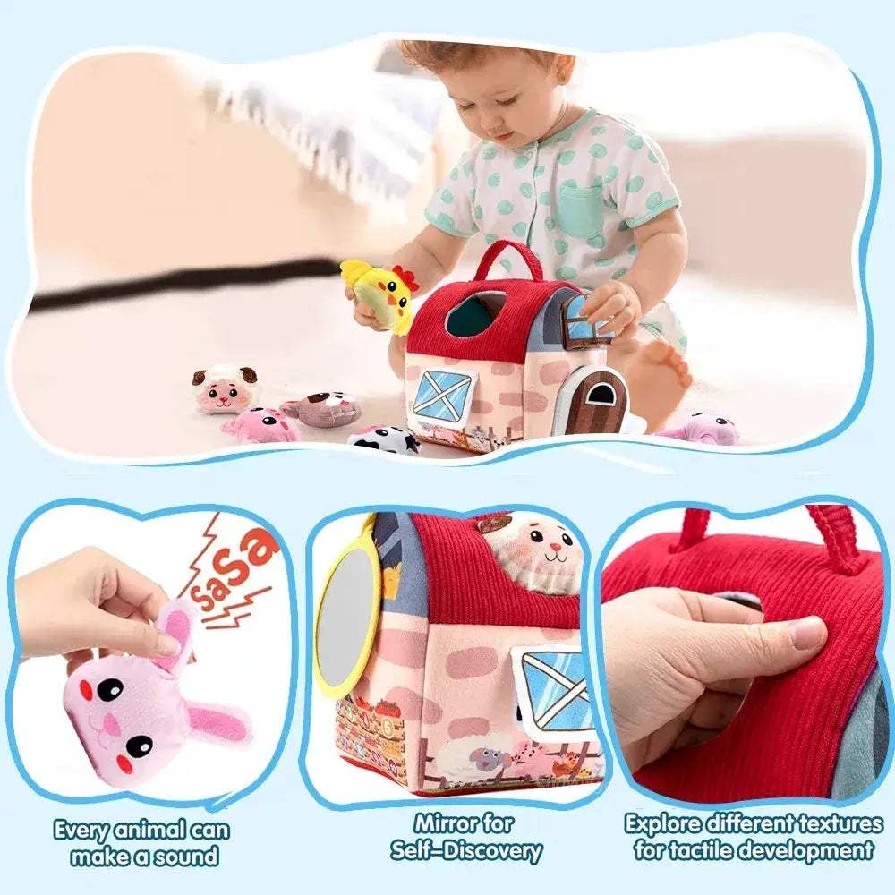 Portable Plush Farm Animals Set Montessori Baby Toy For Infants - ToylandEU
