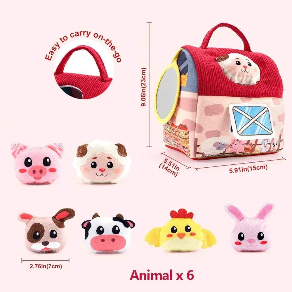 Portable Plush Farm Animals Set Montessori Baby Toy For Infants - ToylandEU