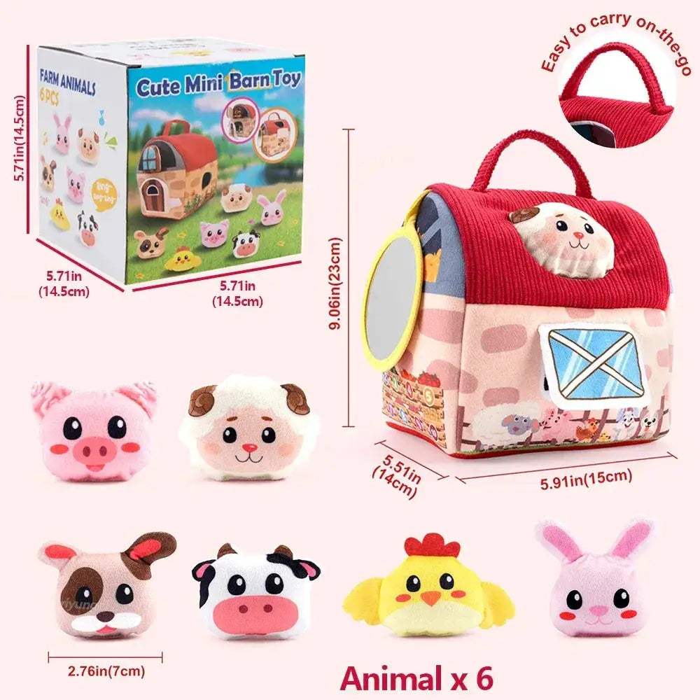 Portable Plush Farm Animals Set Montessori Baby Toy For Infants - ToylandEU