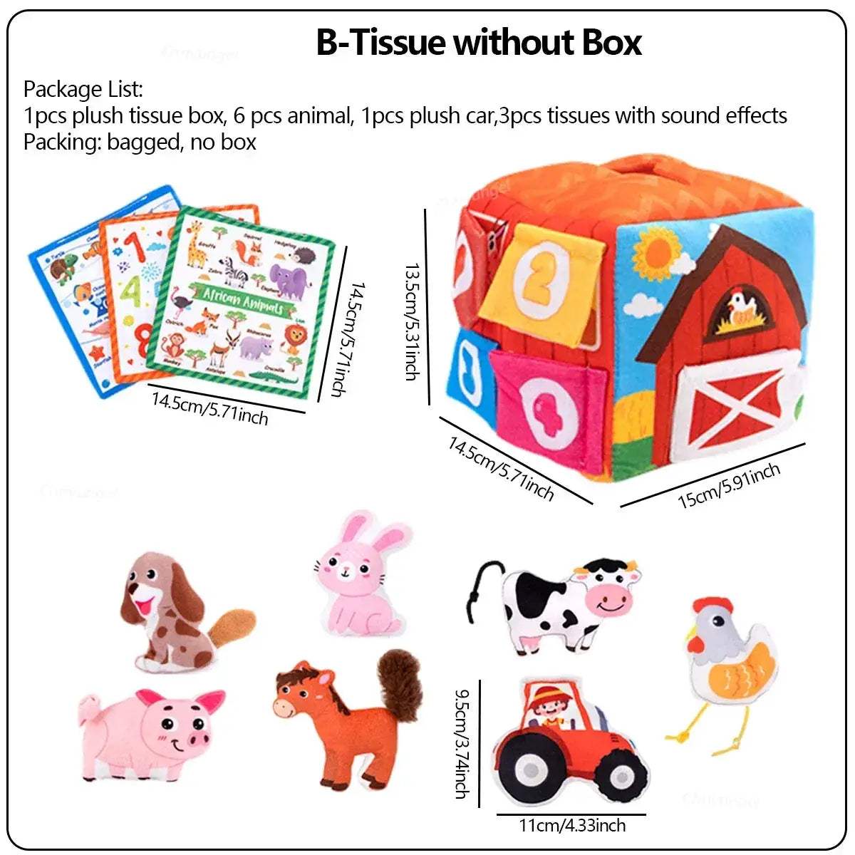 Portable Plush Farm Animals Set Montessori Baby Toy For Infants - ToylandEU