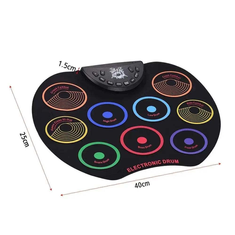 Portable Roll Up Electronic Drum Kit With 9 Silicon Pads - ToylandEU