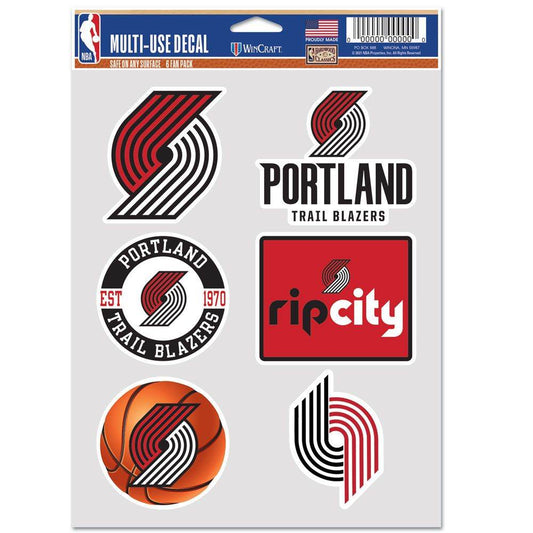 Portland Trail Blazers Decal 6 Pack Multi Use Fan Set - ToylandEU