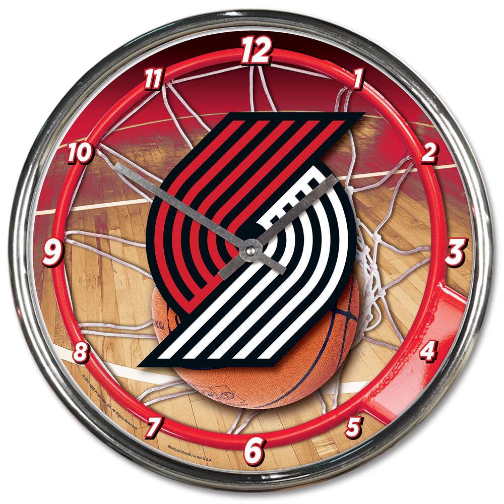 Portland Trailblazers Wincraft Chrome Round Clock 12 Inch - ToylandEU