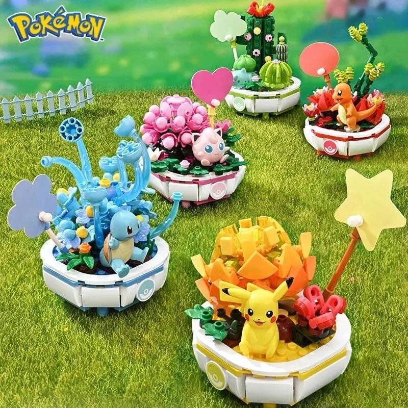 Potted Bonsai Building Blocks Pikachu Charmander Squirtle Model Bricks Toys - ToylandEU