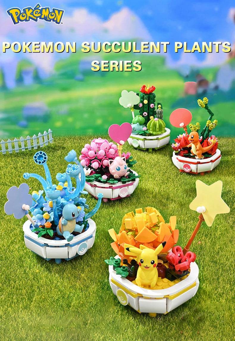 Potted Bonsai Building Blocks Pikachu Charmander Squirtle Model Bricks Toys - ToylandEU