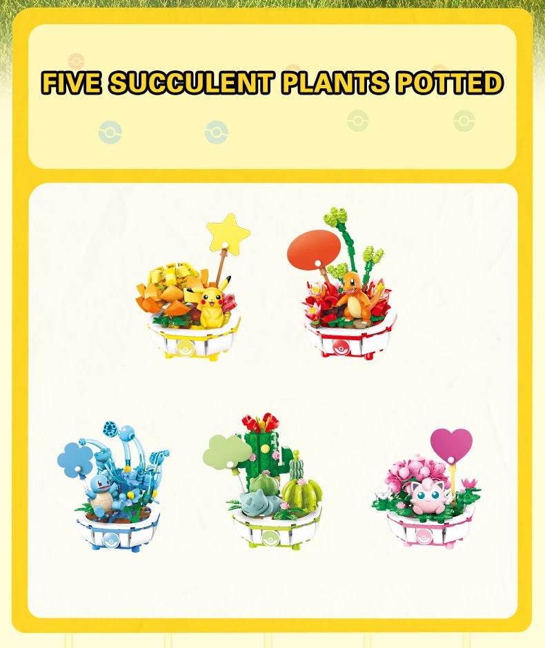 Potted Bonsai Building Blocks Pikachu Charmander Squirtle Model Bricks Toys - ToylandEU