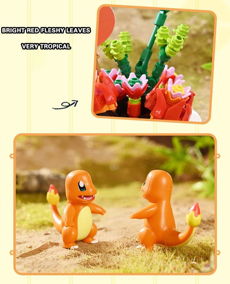 Potted Bonsai Building Blocks Pikachu Charmander Squirtle Model Bricks Toys - ToylandEU