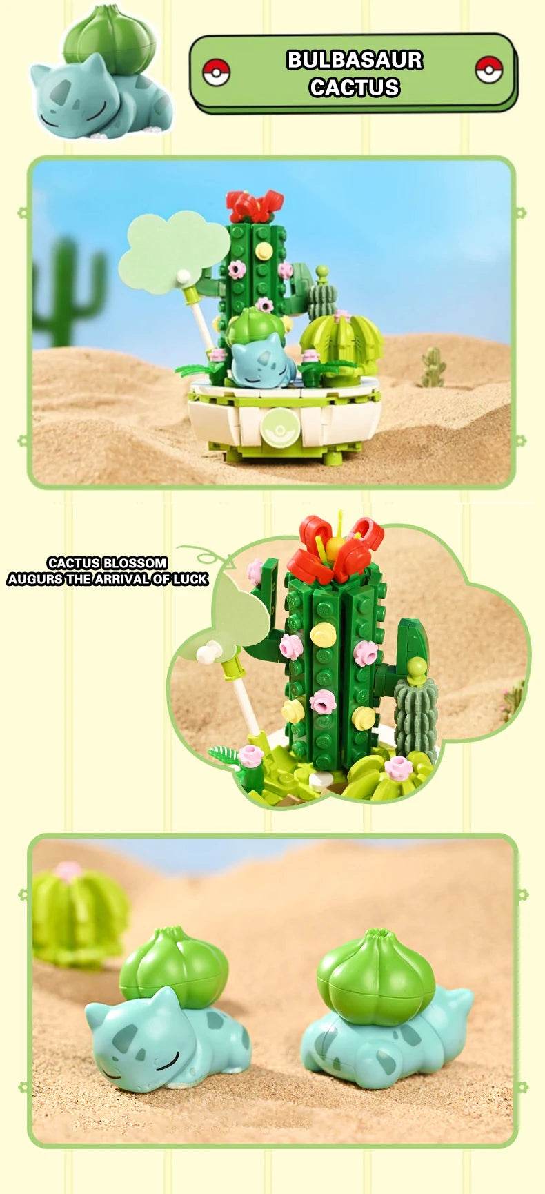 Potted Bonsai Building Blocks Pikachu Charmander Squirtle Model Bricks Toys - ToylandEU