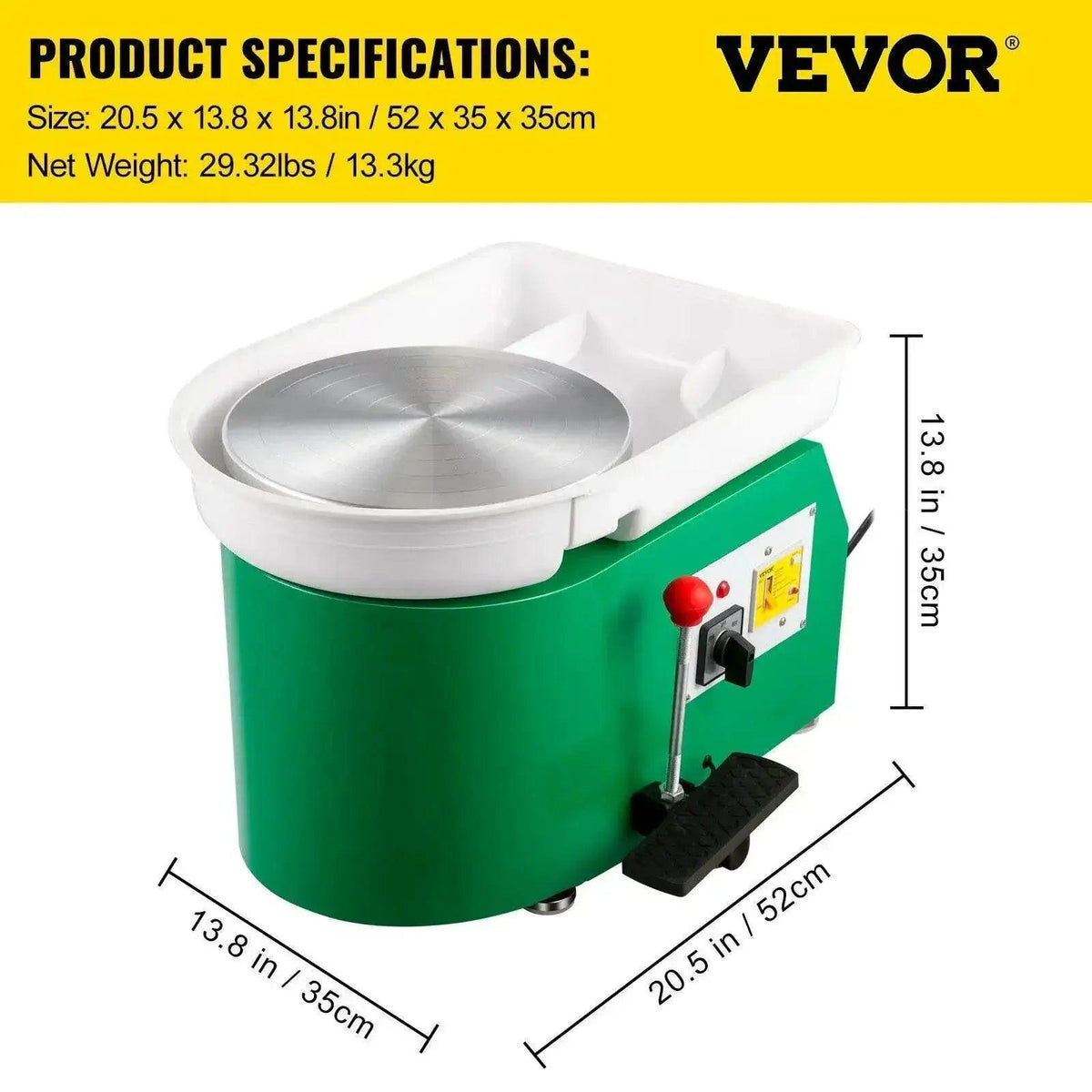  VEVOR Electric Pottery Wheel Machine 28cm 350W Foot Pedal -  ToylandEU™