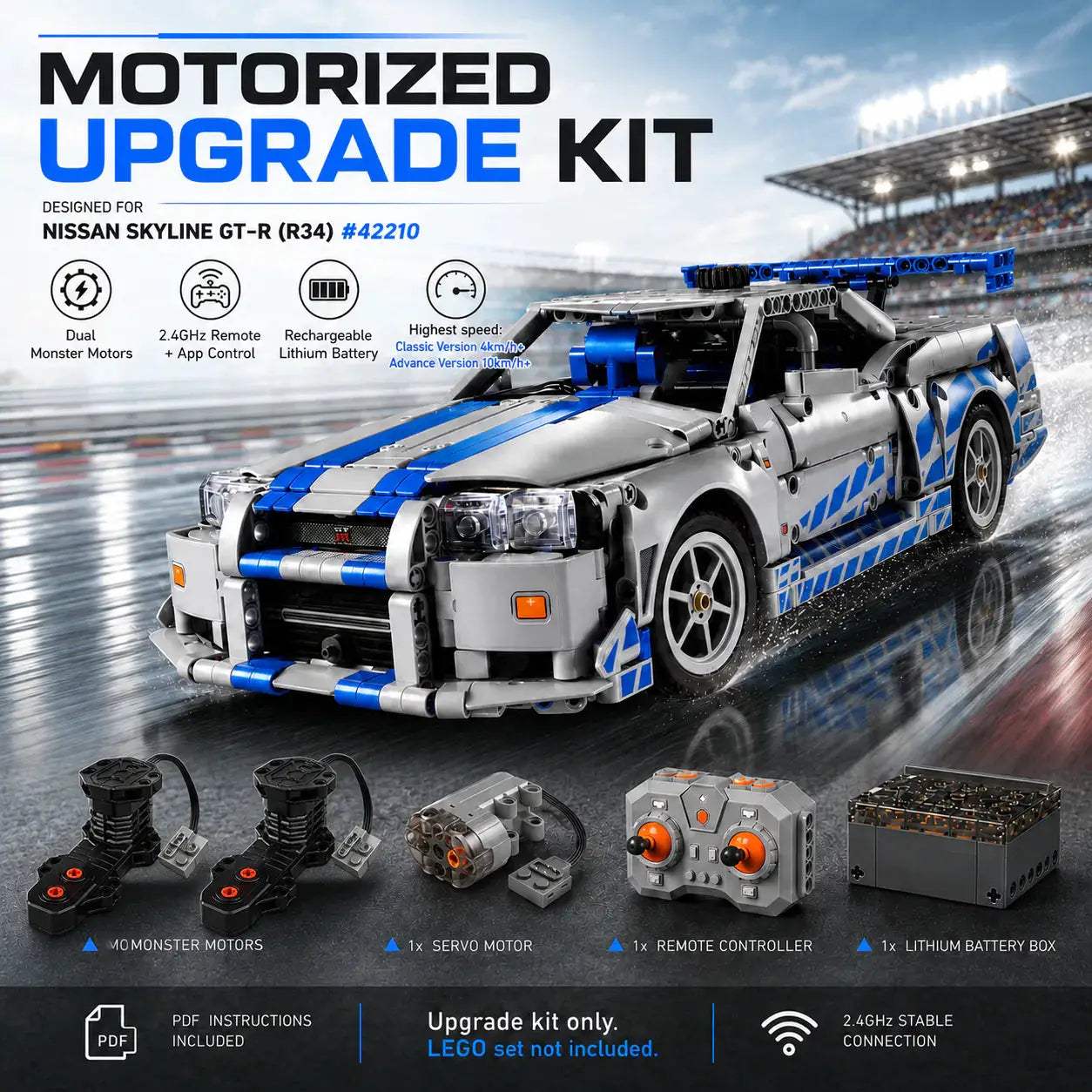 Power Functions Kit for Nissan Skyline GT-R (R34) Car #42210 - ZENE