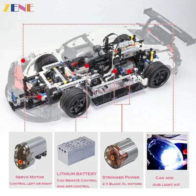 Power Functions Kit for LEGO Porsche 911 RSR #42096 Motor - ToylandEU