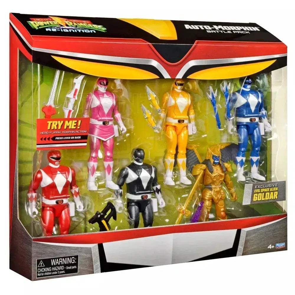 Power Rangers Auto Morphin 6Pk Battle Set With Exclusive Goldar - ToylandEU