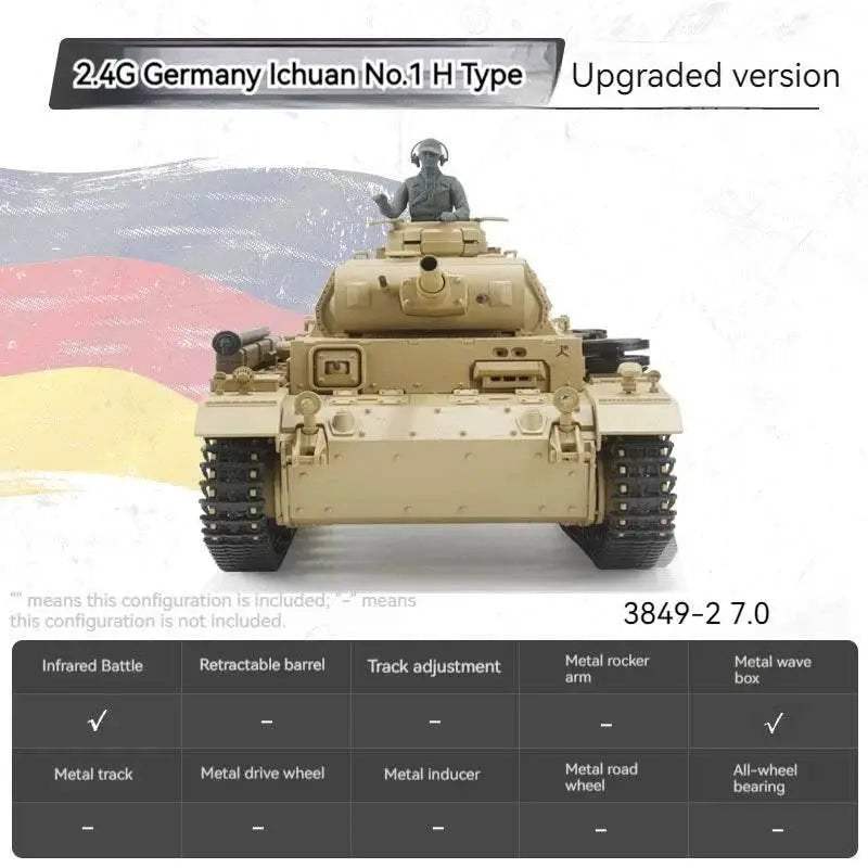 Powerful RC Tank German Type 3H Metal Tracks Toyland EU -  ToylandEU™