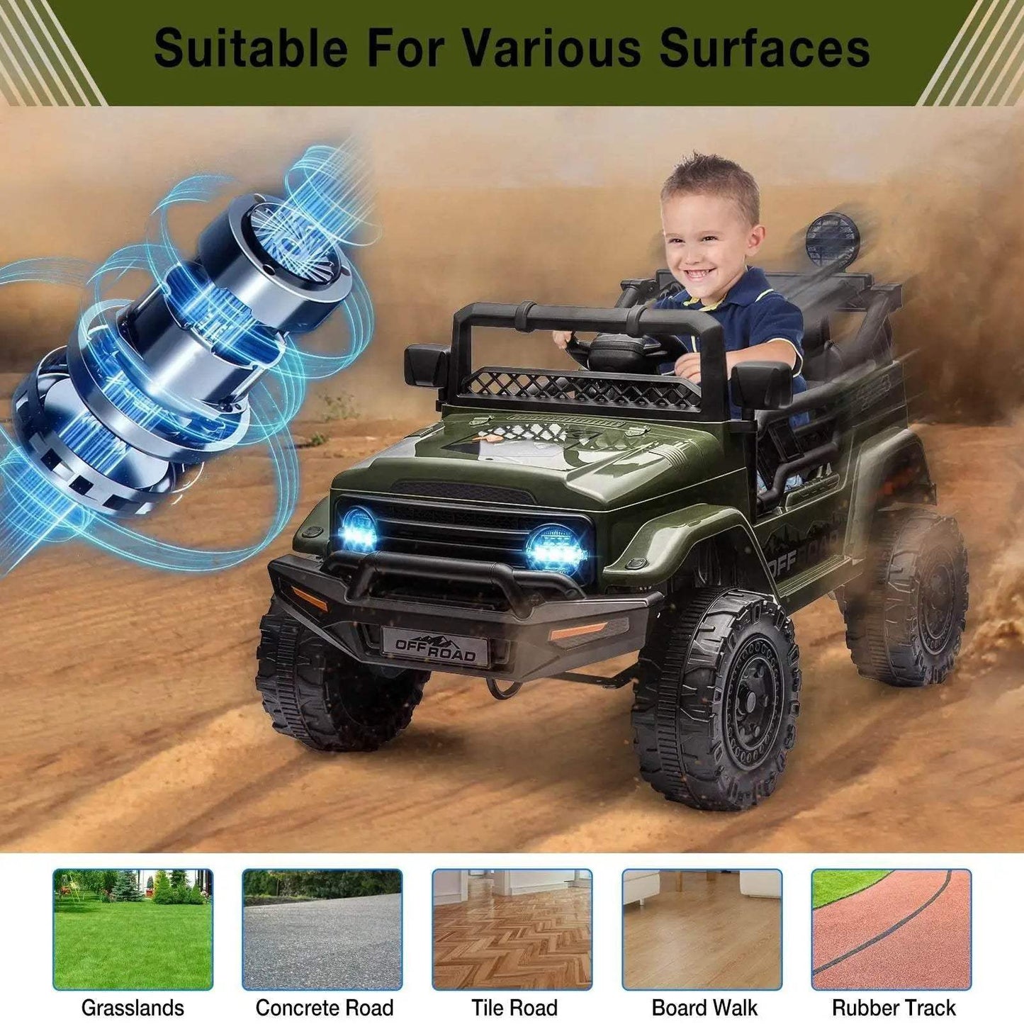  Powerful Ride On Truck 12V RC Lights Toyland EU -  ToylandEU™