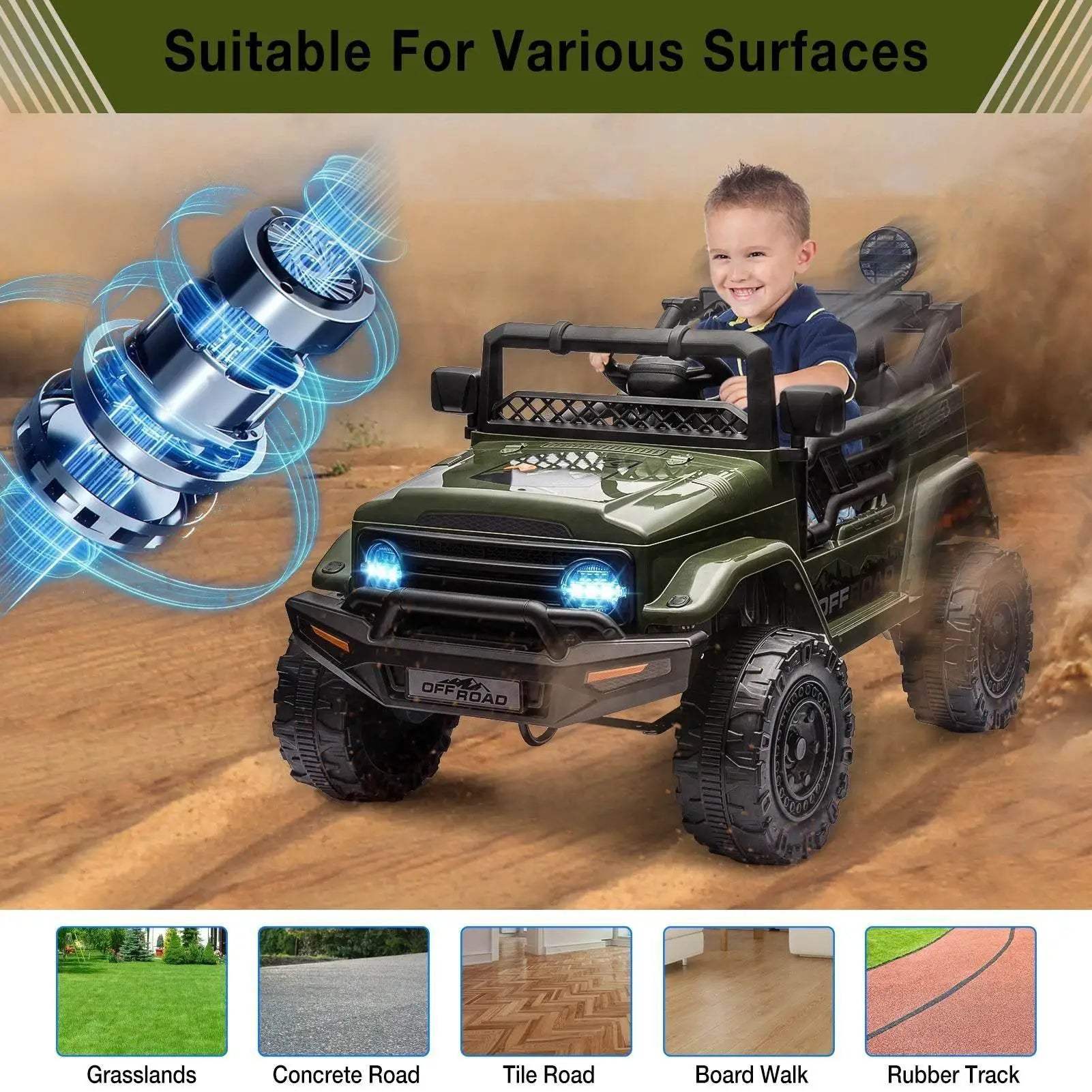  Powerful Ride On Truck 12V RC Lights Toyland EU -  ToylandEU™