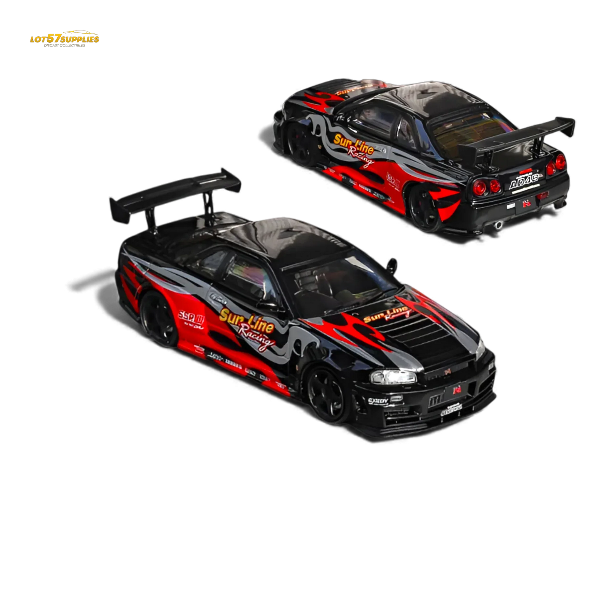 (Pre-Order) Fuji Skyline R34 GT-R Nismo Z-Tune Black Red Flame 1:64 - ToylandEU