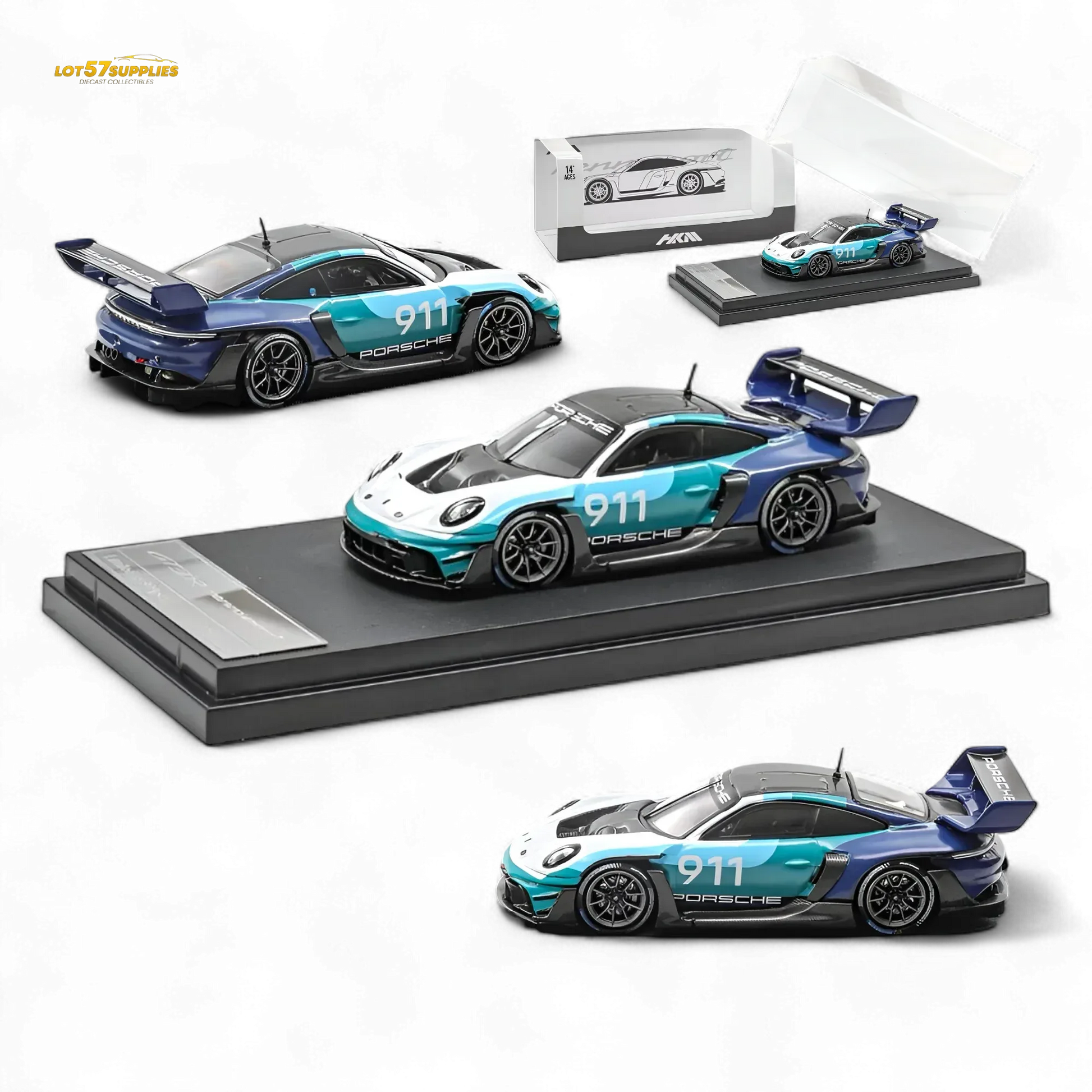 Porsche 911 GT3 R Premium Diecast Rennsport Edition Blue White - ToylandEU