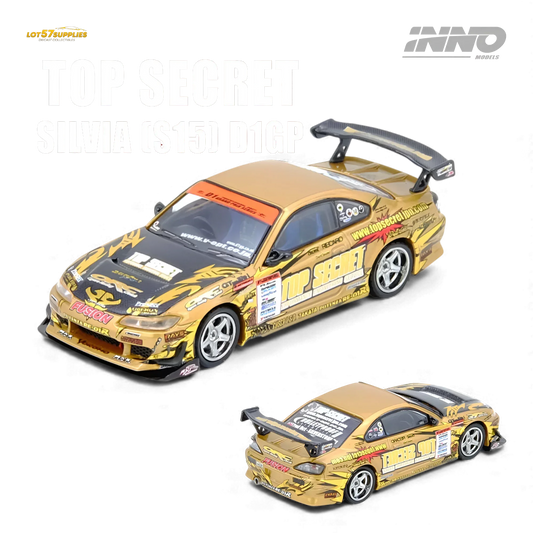 Inno64 Top Secret Silvia S15 Diecast Gold 1 64 Champion - ToylandEU