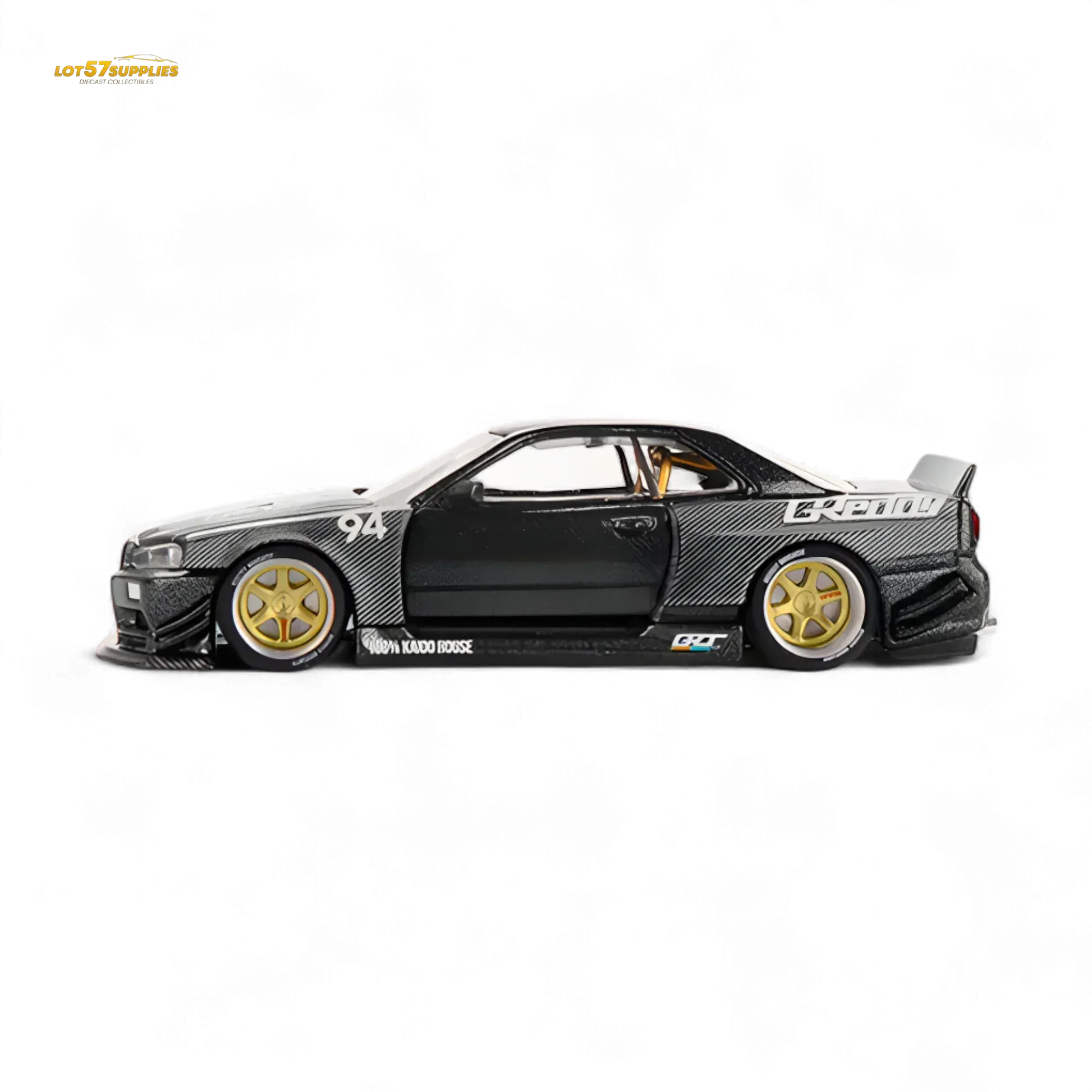 (Pre-Order) Kaido House x Mini GT Nissan Skyline GT-R (R34) Kaido Works GReddy V2 - Black w/ Carbon 1:64 - ToylandEU