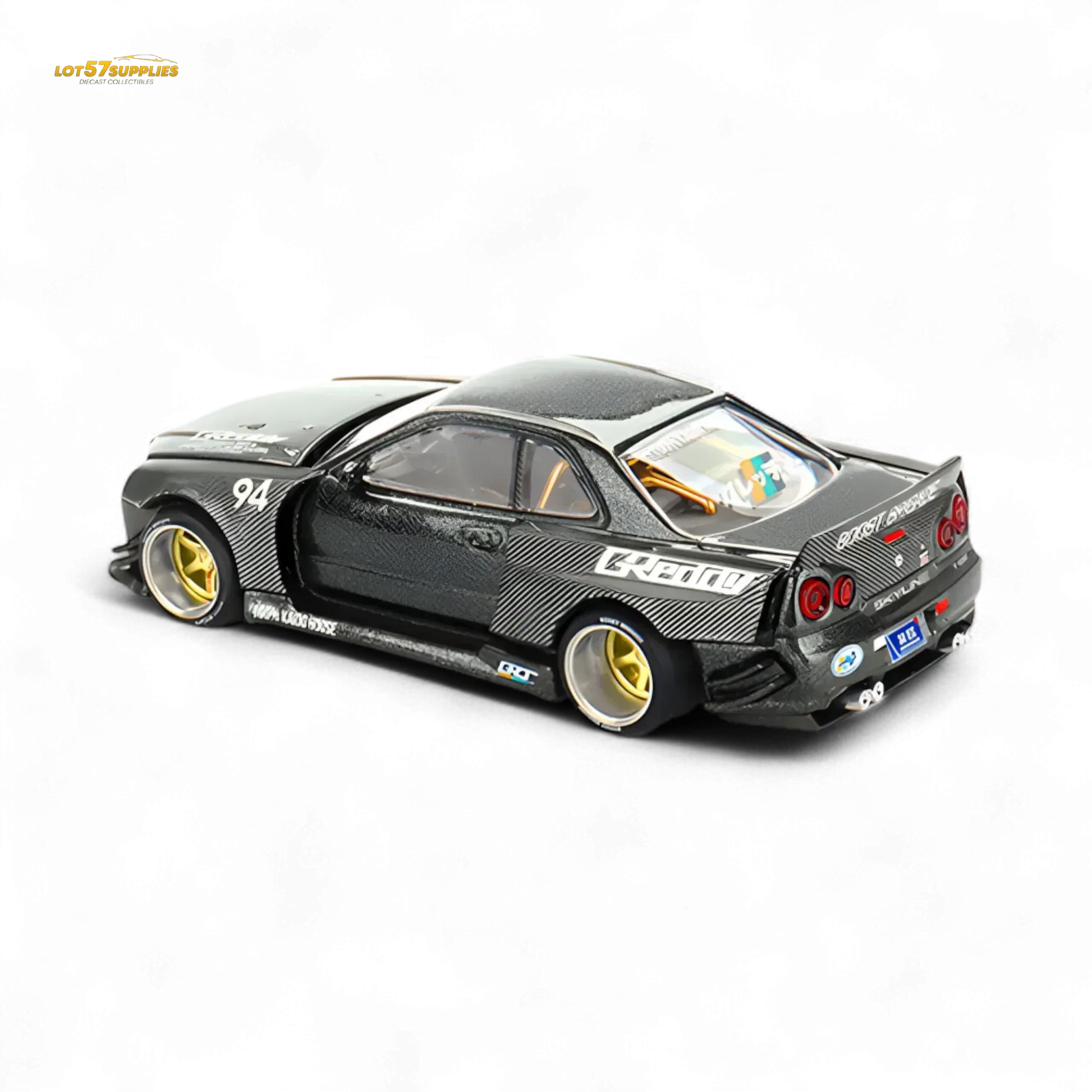 (Pre-Order) Kaido House x Mini GT Nissan Skyline GT-R (R34) Kaido Works GReddy V2 - Black w/ Carbon 1:64 - ToylandEU