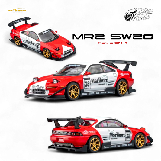 Diecast Toyota MR2 MicroTurbo 1To64 Flip Headlights Marlboro Livery - ToylandEU