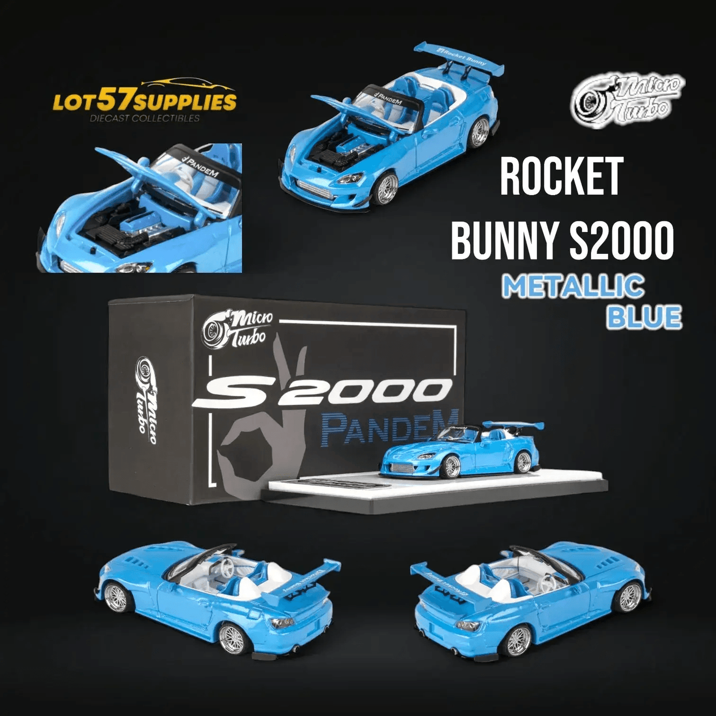 (Pre-Order) Microturbo S2000 Custom Rocket Bunny in Metallic Blue 1:64 - ToylandEU
