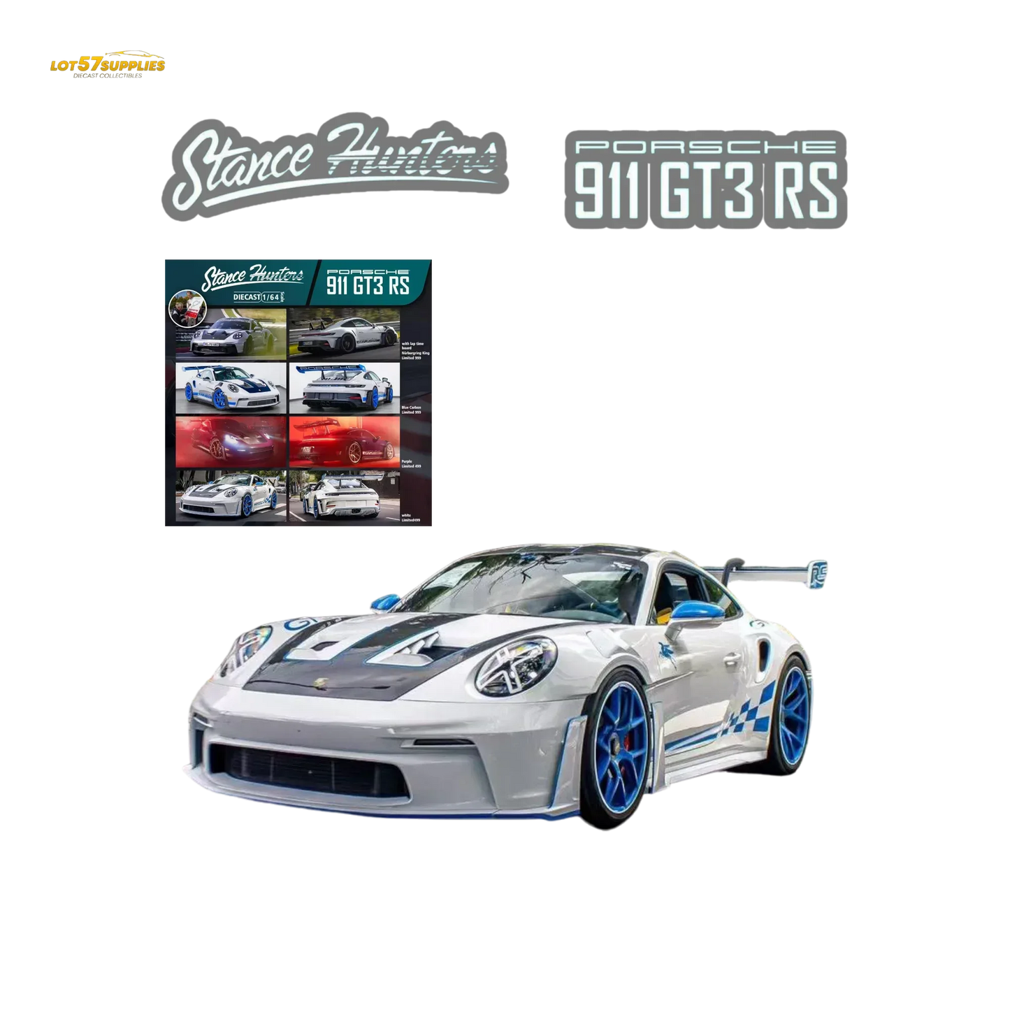 Porsche 911 GT3 RS Diecast White Model Preorder Limited Edition - ToylandEU